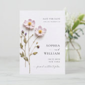 Elegante print geperste pastel Boho bloemen bruilo Save The Date (Staand voorkant)