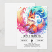 Elegante Printable Fox Verjaardag Kaart (Voorkant / Achterkant)
