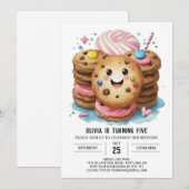 Elegante Printable Girly Cookies Verjaardag Kaart (Voorkant / Achterkant)