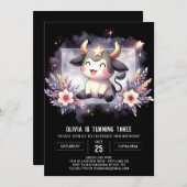 Elegante Printable Koe Verjaardag Kaart (Voorkant / Achterkant)