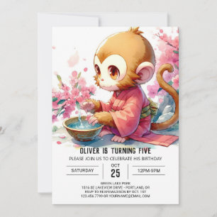 Elegante Printable Monkey Birthday Kaart