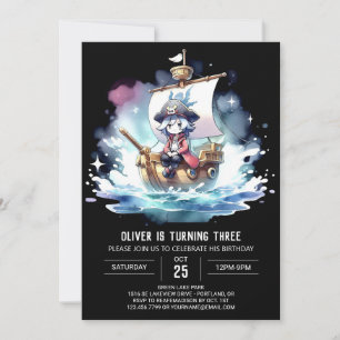 Elegante Printable Pirate Verjaardag Kaart