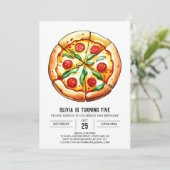 Elegante Printable Pizza Verjaardag Kaart (Staand voorkant)