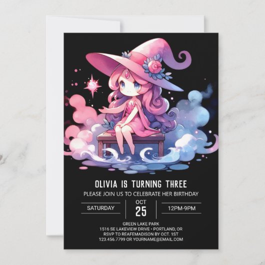 Elegante Printable Wizard Verjaardag Kaart (Voorkant)