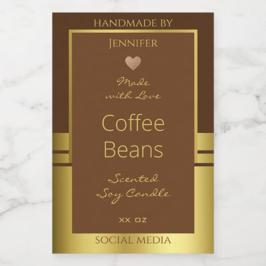 Elegante Product Verpakking Etiketten Bruin en Gou (Enkel label)