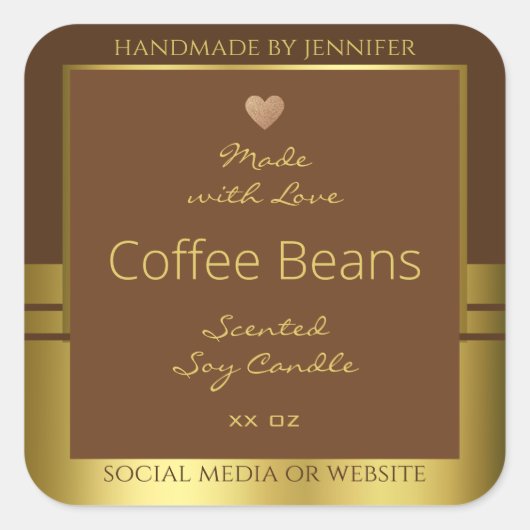 Elegante Product Verpakking Etiketten Bruin en Gou (Voorkant)