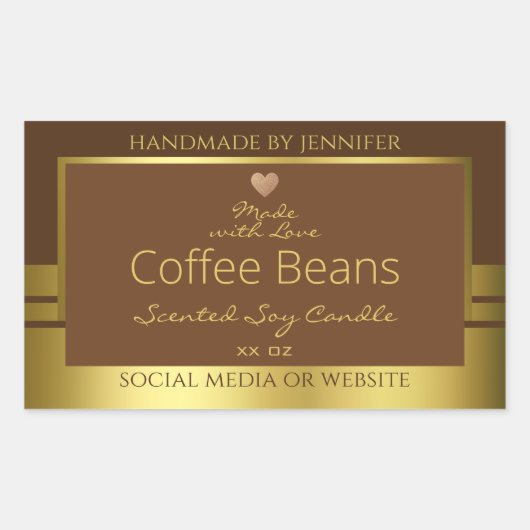 Elegante Product Verpakking Etiketten Bruin en Gou (Voorkant)