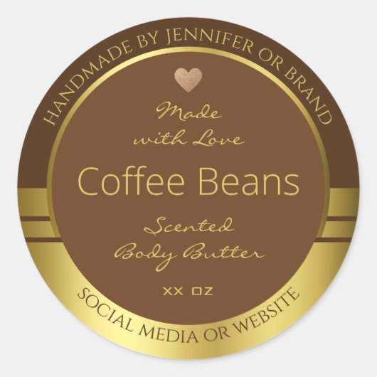 Elegante Product Verpakking Etiketten Bruin en Gou (Voorkant)