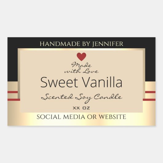 Elegante Product Verpakking Etiketten Zwart Beige  (Voorkant)