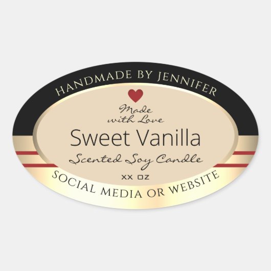 Elegante Product Verpakking Etiketten Zwart Beige  (Voorkant)