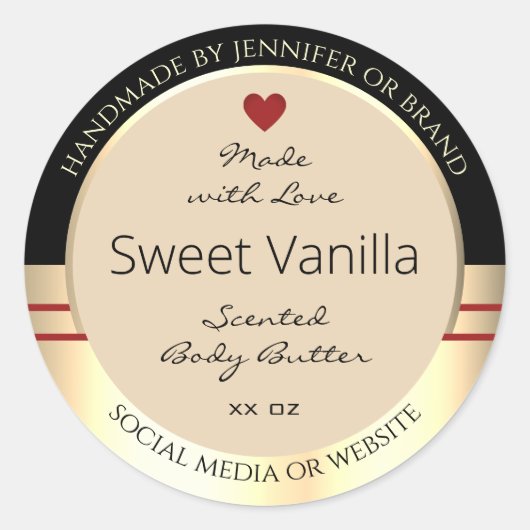 Elegante Product Verpakking Etiketten Zwart Beige  (Voorkant)