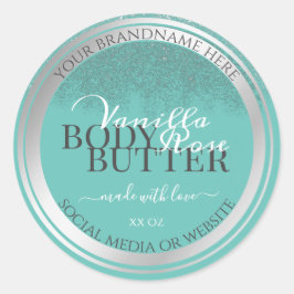 Elegante productverpakkingslabels Blauwgroen en zi Ronde Sticker