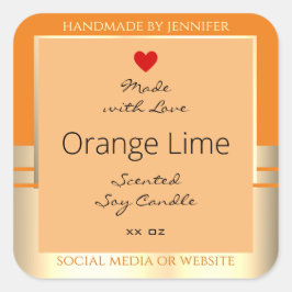 Elegante productverpakkingslabels Sinaasappel en g Vierkante Sticker