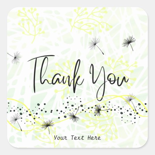 Elegante Professional Dank u Typografie Geel Vierkante Sticker (Voorkant)