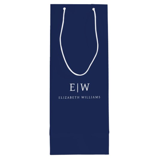 Elegante Professioneel Eenvoudig Monogram Minimali Wijn Cadeautas (Achterkant)