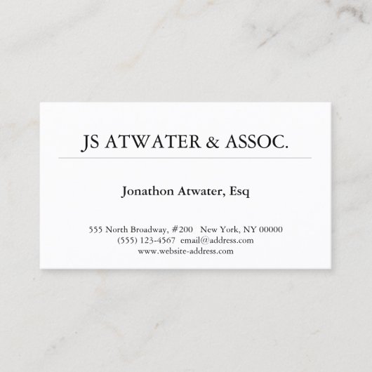 Elegante professionele advocaat visitekaartje (Voorkant)