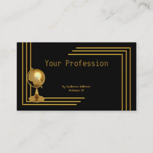 Elegante professionele beroep Zwart Gouden Globe Visitekaartje