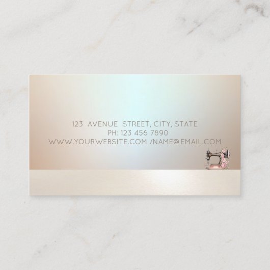 Elegante professionele bloemenwitte naaimachine visitekaartje (Achterkant)