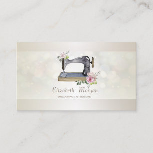 Elegante professionele bloemige bokeh-naaimachine visitekaartje