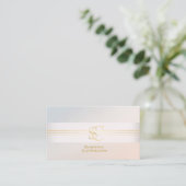Elegante  Professionele Blush Parel Monogram Visitekaartje (Staand voorkant)