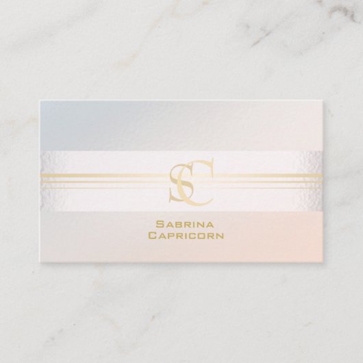 Elegante  Professionele Blush Parel Monogram Visitekaartje (Voorkant)