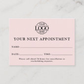 Elegante professionele Blush Pink eenvoudige herin Afsprakenkaartje (Voorkant)