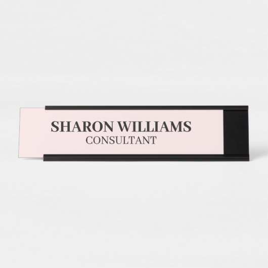 Elegante professionele blush roze minimalistische  bureau naambordje (Voorkant)