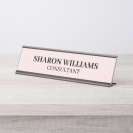 Elegante professionele blush roze minimalistische bureau naambordje