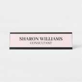 Elegante professionele blush roze minimalistische  bureau naambordje (Voorkant)