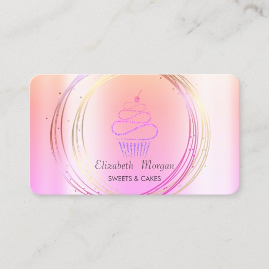Elegante professionele cirkels Glitter Cupcake Visitekaartje (Voorkant)