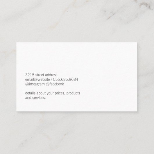 Elegante professionele cursief / Make-up Visitekaartje (Achterkant)