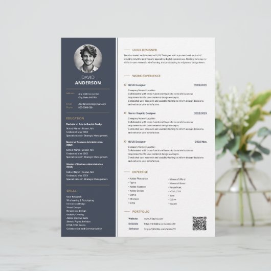Elegante professionele CV Sjabloon (Staand voorkant)