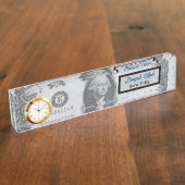 Elegante professionele dollar één geld front naambordje (Zijkant)