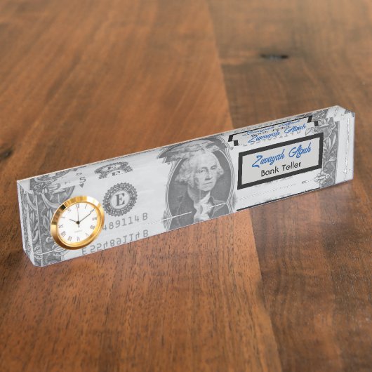 Elegante professionele dollar één geld front naambordje (Zijkant)