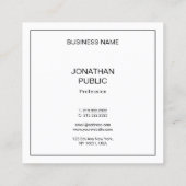 Elegante professionele eenvoudige moderne Sjabloon Vierkante Visitekaartje (Achterkant)