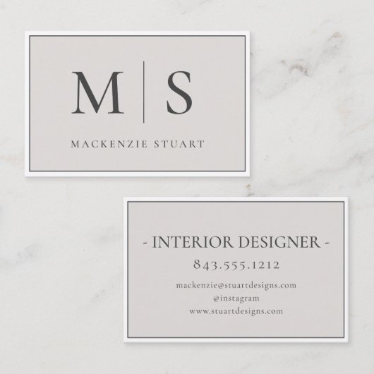 Elegante Professionele Eenvoudige Monogram Minimal Visitekaartje (Voorkant / Achterkant)