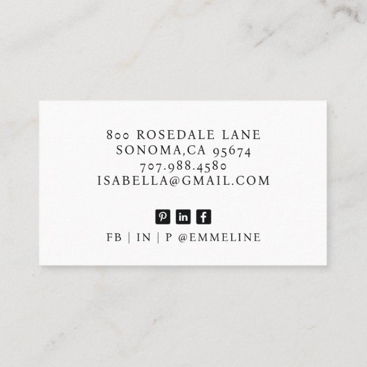 Elegante professionele foto visitekaartje (Achterkant)