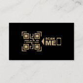 Elegante Professionele Foto Zwart Gouden QR Code Visitekaartje (Achterkant)