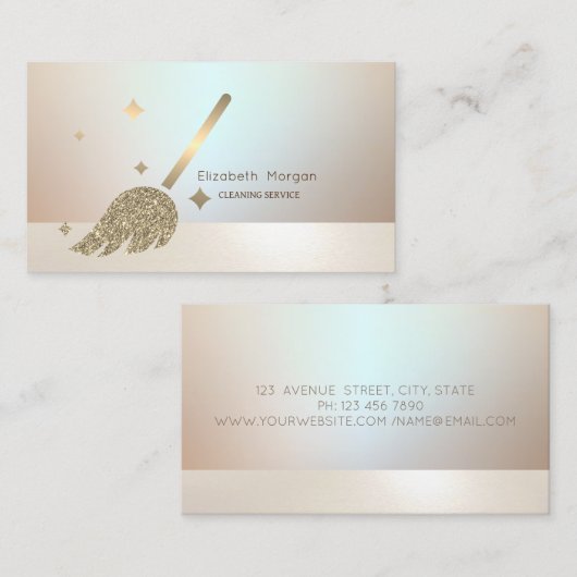 Elegante professionele gouden bezem visitekaartje (Voorkant / Achterkant)