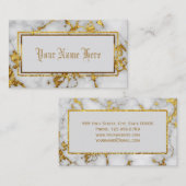 Elegante professionele gouden en witte marmer visitekaartje (Voorkant / Achterkant)