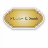 Elegante professionele gouden naam sticker (Voorkant)