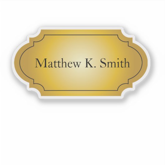 Elegante professionele gouden naam sticker (Voorkant)
