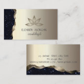 Elegante Professionele Gouden Zwarte Glitter Lotus Visitekaartje (Voorkant / Achterkant)