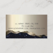 Elegante Professionele Gouden Zwarte Glitter Lotus Visitekaartje (Achterkant)