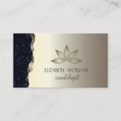 Elegante Professionele Gouden Zwarte Glitter Lotus Visitekaartje (Voorkant)