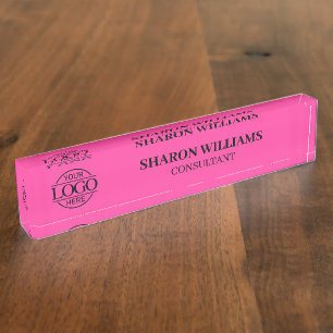Elegante professionele heldere roze kantoor titel naambordje