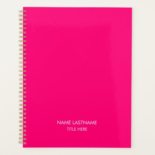 Elegante professionele hot roze naam titel jaar planner (Voorkant)