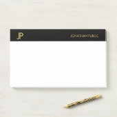 Elegante Professionele Initialen Zwart Goud Wit Post-it® Notes (Op bureau)