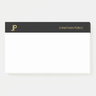 Elegante Professionele Initialen Zwart Goud Wit Post-it® Notes