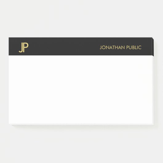 Elegante Professionele Initialen Zwart Goud Wit Post-it® Notes (Voorkant)